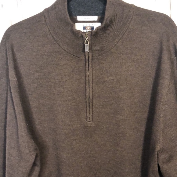 Men’s Joseph Abboud Extra Fine Brown Merino Wool 1/4 Front Zip Sweater Size XXL - Picture 4 of 11